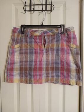 L.A. Blues Pink, Yellow and Blue Plaid Cotton Mini Skort